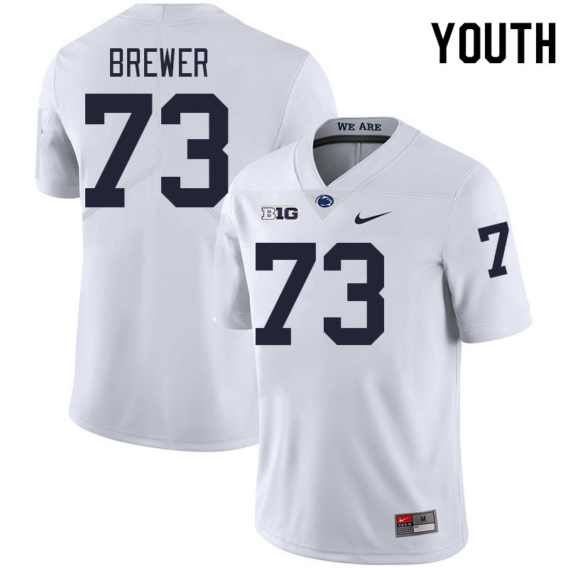 Youth #73 Caleb Brewer Penn State Nittany Lions College Football Jerseys Stitched-White